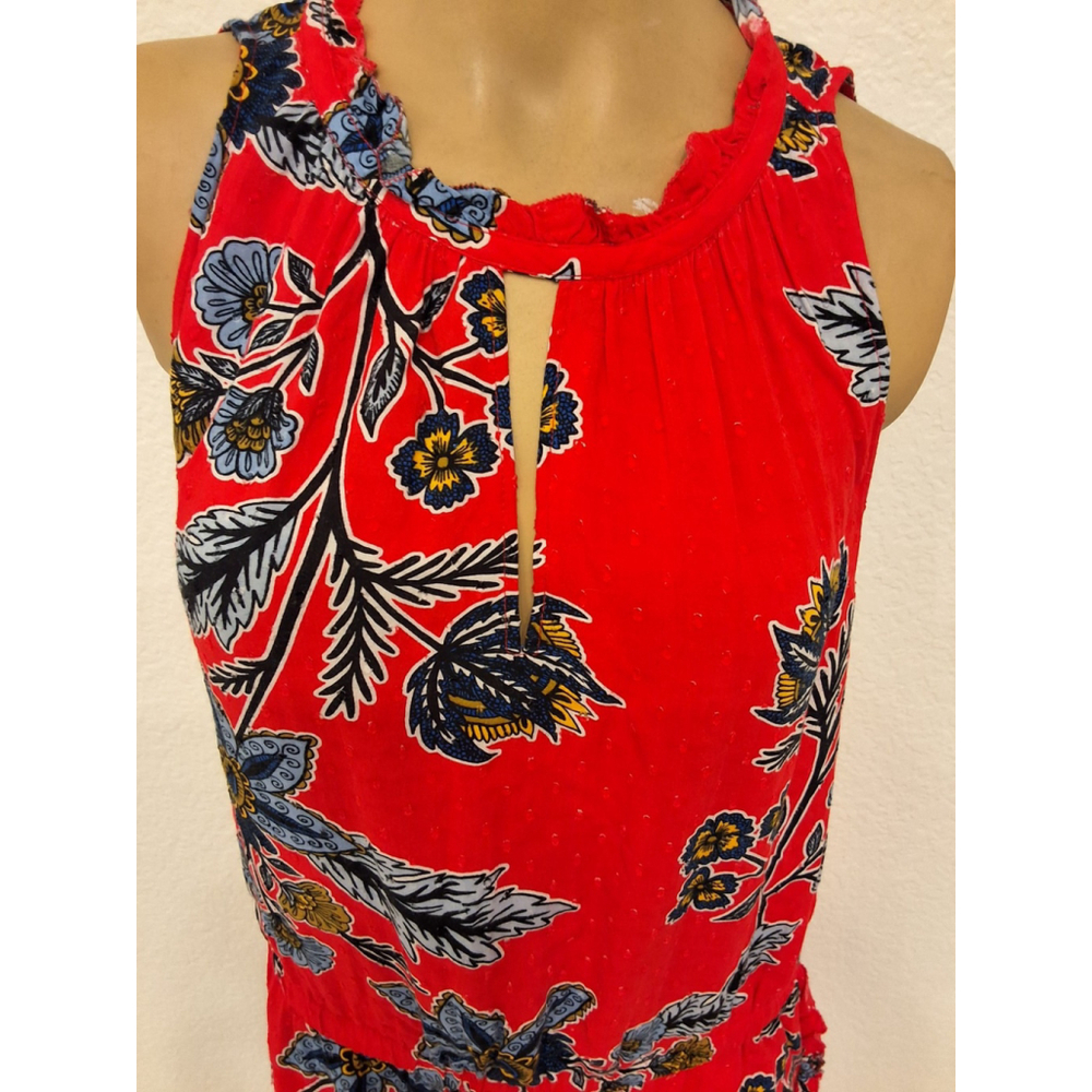Ann Taylor Red Floral Jumpsuit